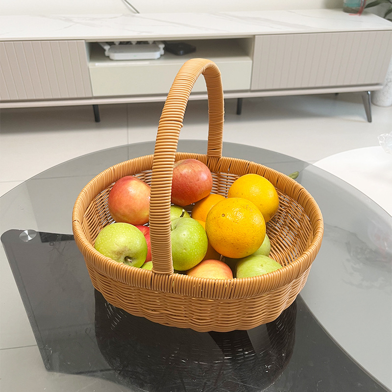 imitation rattan hand-woven basket pumpkin basket egg basket vegetables basket fruit storage basket living room creative basket