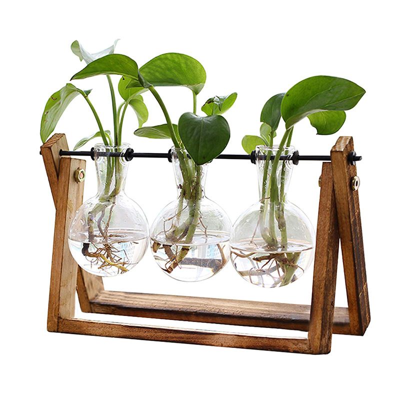 创意木架水培植物玻璃花瓶玻璃瓶小容器家居装饰桌面摆件-阿里巴巴