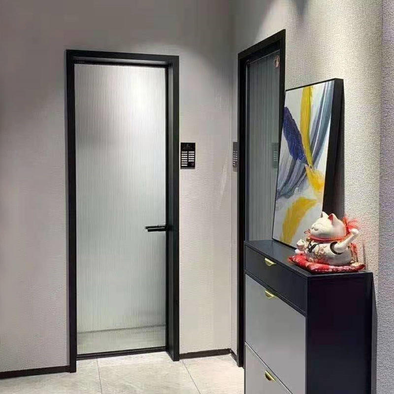 北欧极窄边框钛镁铝合金厕所卫生间门家用厨房钢化玻璃平开门定制