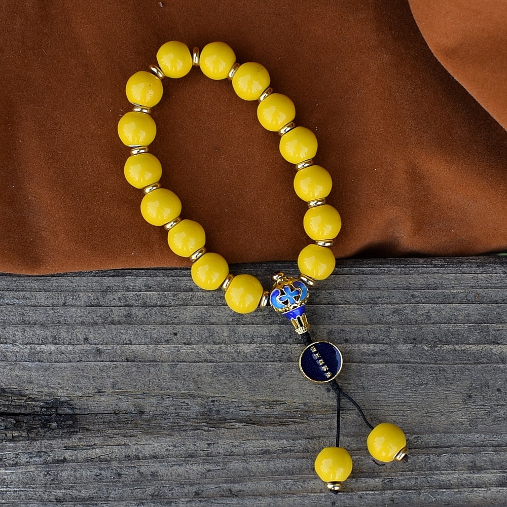 雍和宫同款香灰瓷佛珠12mm珠手串批发复古汉服风流苏配饰直播货源