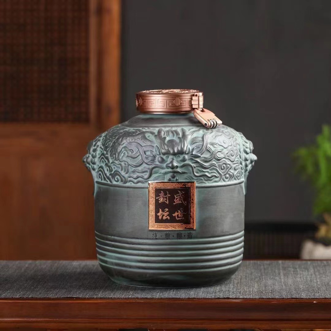 陶瓷高档工艺酒坛5斤装盛世封坛礼盒套装 空酒瓶包装盒