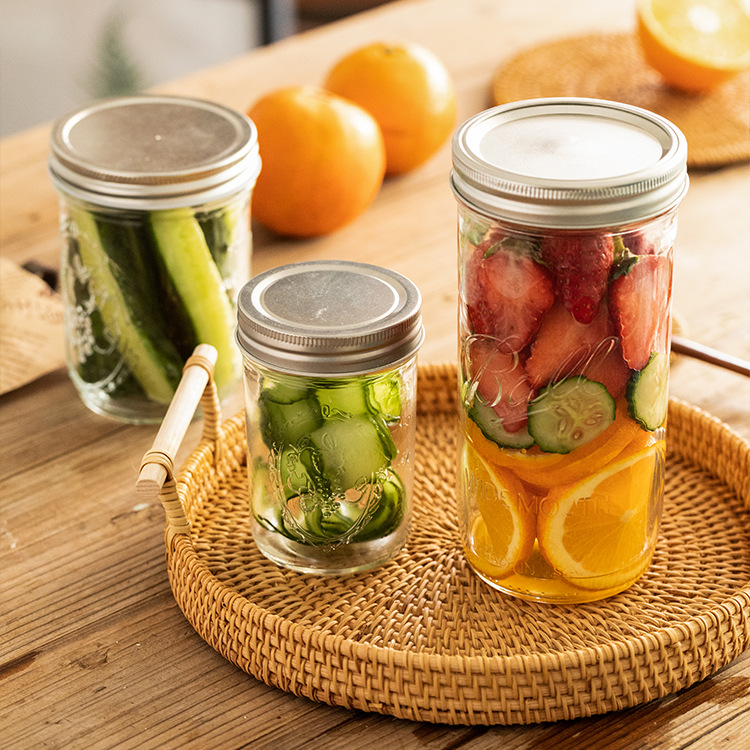 宽口玻璃瓶冰淇淋杯 密封蜂蜜罐 果酱罐头瓶 沙拉瓶 梅森罐密封瓶