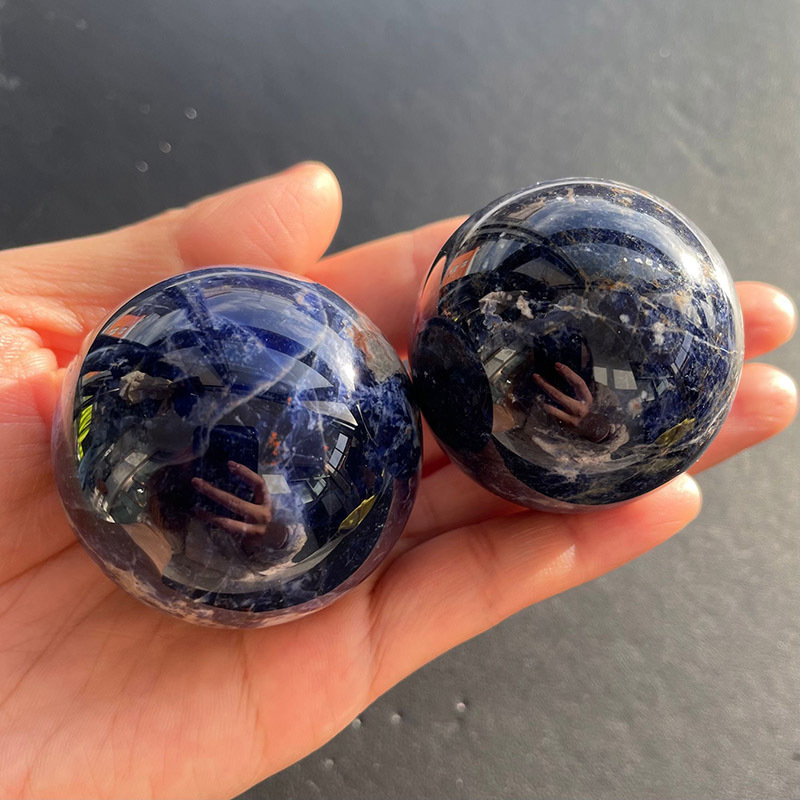 天然蓝纹石球蓝纹石原石打磨小球 纹理好看颜色蓝 水晶球饰品摆件