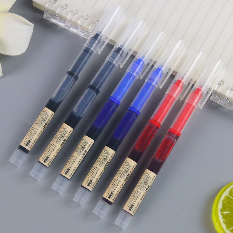 straight-liquid ballpoint pen quick-drying gel pen large capacity student brush pen creative stationery office signature pen wholesale