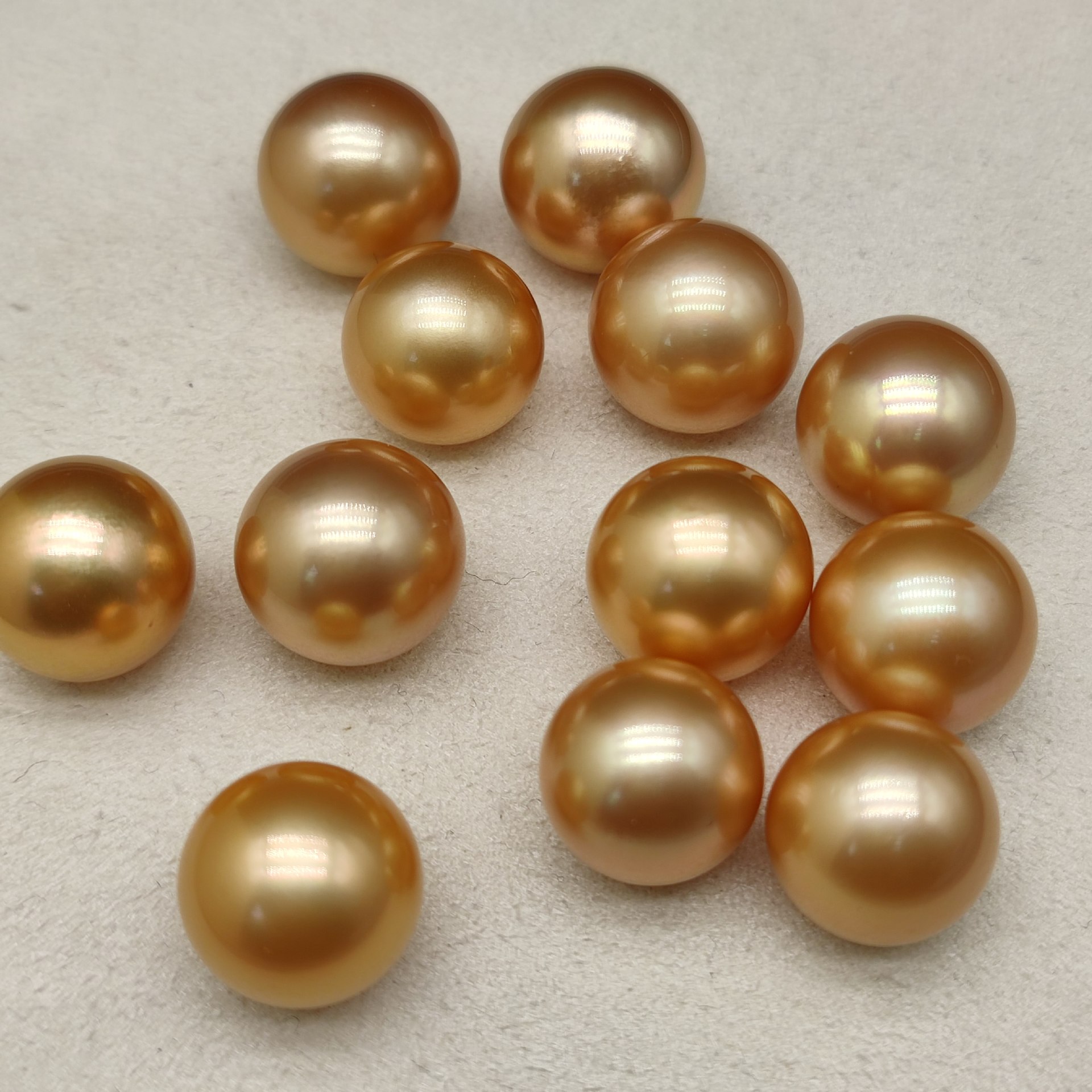 13-14mm海水珍珠菲律宾南洋金珠浓金色 aaaa正圆亮光无暇