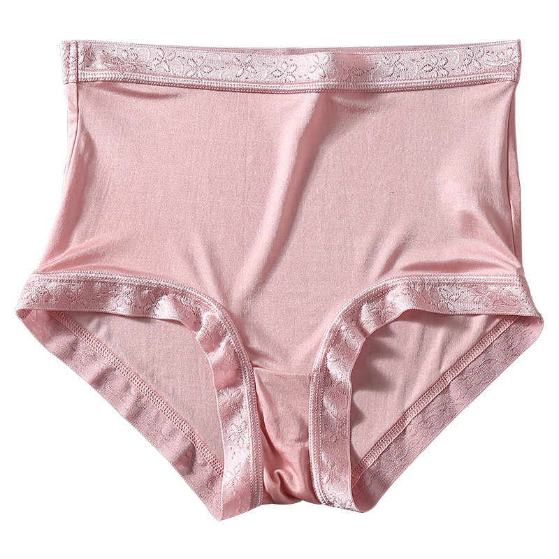 高档桑蚕丝 真丝内裤女透气性感三角裤 蕾丝包臀大码无痕平角内裤