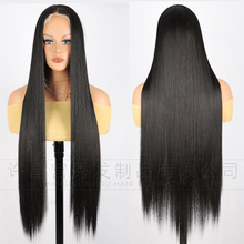 欧美假发女长直发化纤高温丝中分前蕾丝假发13*4 Lace Front wigs