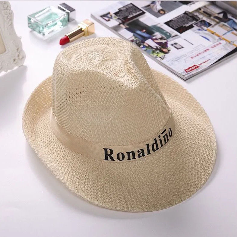 Summer Beach Straw Hat Foreign Trade Fedora Hat Upturned Eaves Top Hat Cowboy Hat Outdoor Sun Protection Sun Hat for Middle-Aged and Elderly People