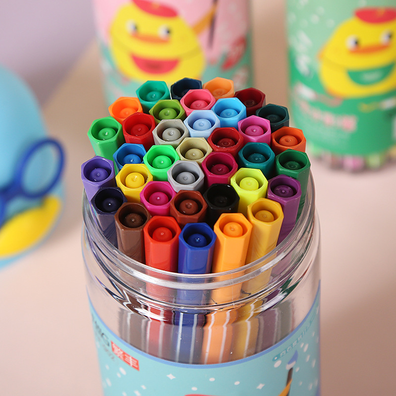 厂家直销儿童卡通可水洗小黄鸭水彩笔小学生彩色画笔文具套装批发