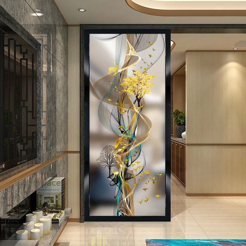 艺术玻璃隔断屏风家装客厅双面磨砂中式轻奢玄关卧室电视背景墙