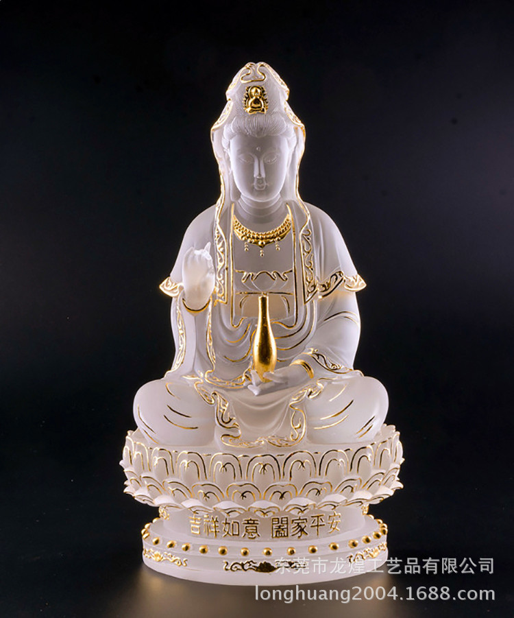 厂家批发琉璃宝瓶观音佛像 普渡众生贴金摆件 寺庙佛堂供奉