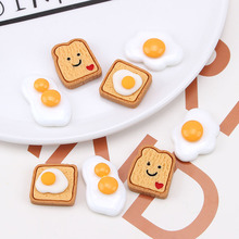 笑脸面包 煎蛋 食玩 创意新款diy树脂配件奶油胶手机壳头饰发夹