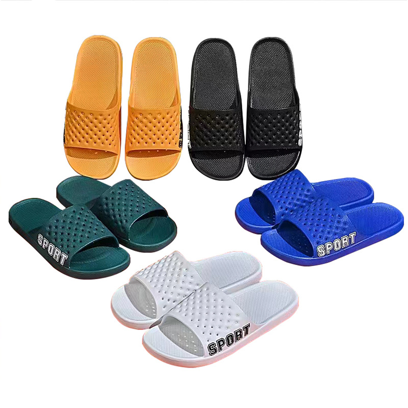家居休闲pvc拖鞋男 批发纯色漏水面透气男士拖鞋 套趾一字拖鞋