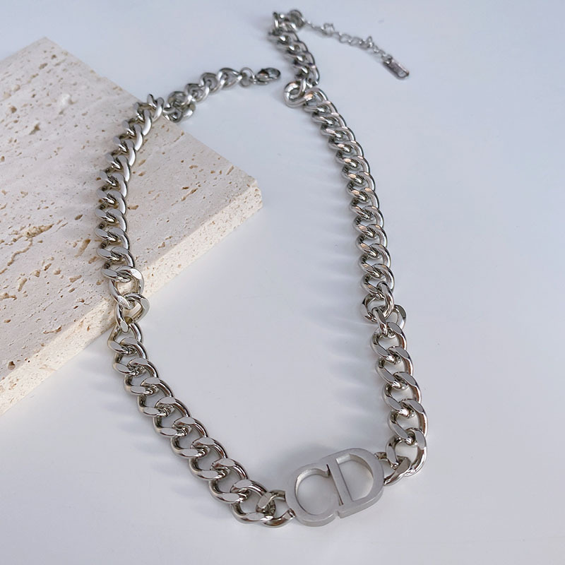 简约韩版钛cd爱心钢项链女百搭长款毛衣链潮颈链小众设计感锁骨链