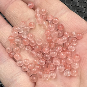 玉石散珠仿粉水晶圆珠散珠4毫米石英岩玉散珠手链项链隔珠配件珠
