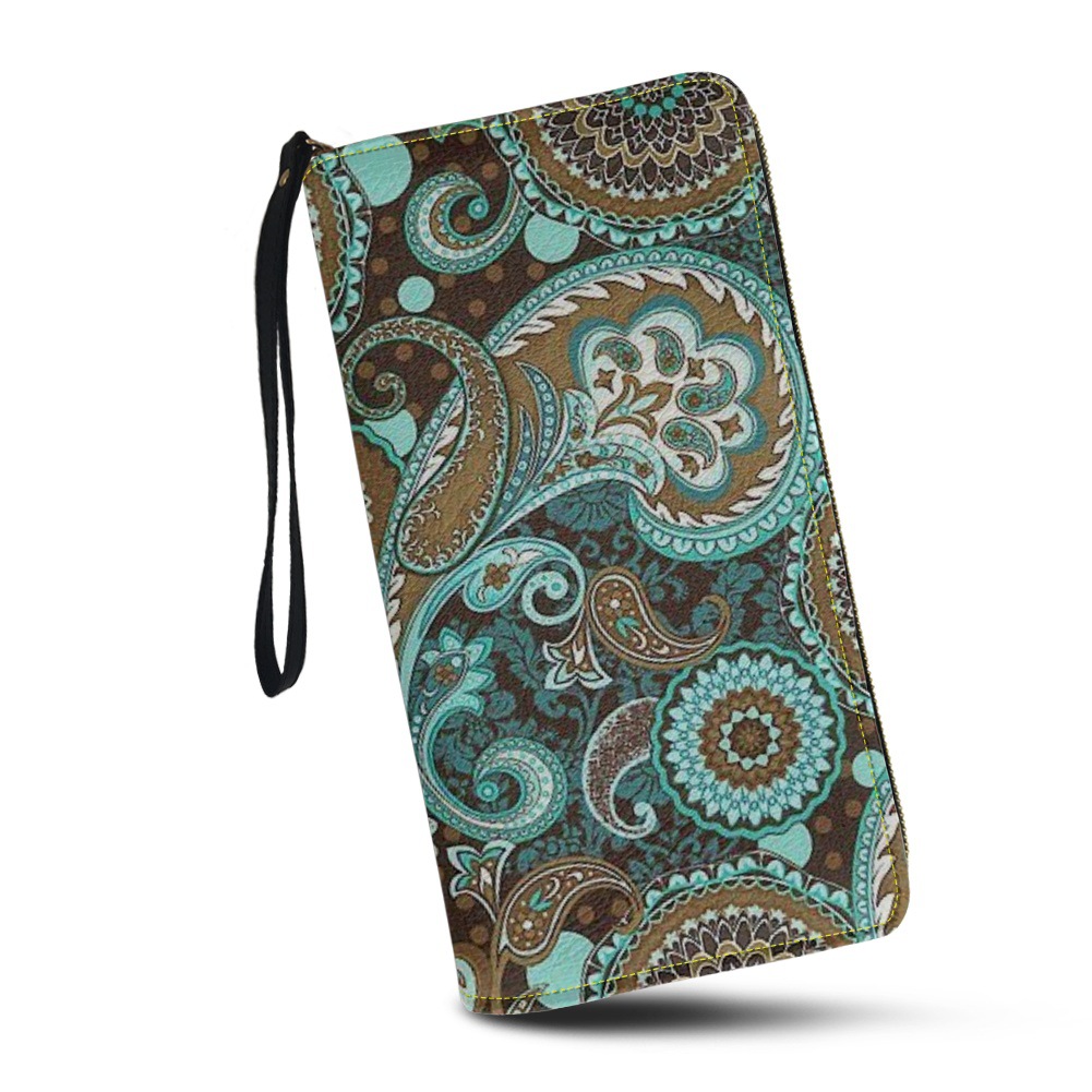 亚马逊热卖腰果花钱包女简约时尚复古印度佩斯利花纹手拿包手带款