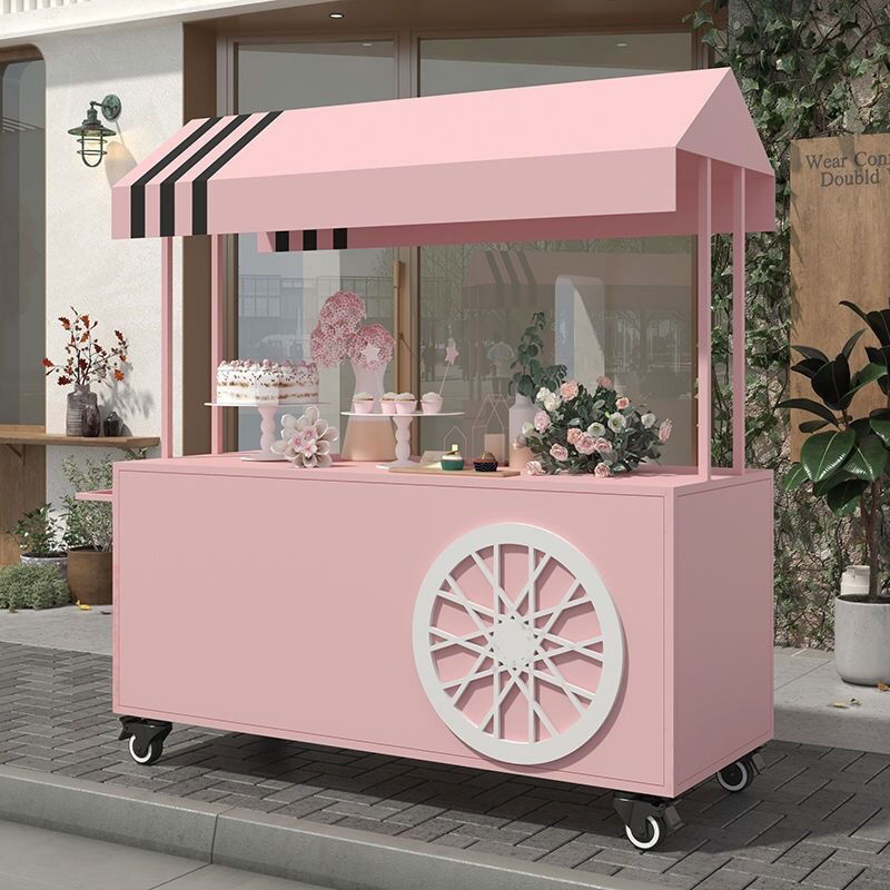 铁艺创业地摊小推车商场广场促销花车夜市奶茶特色小吃流动摆摊车