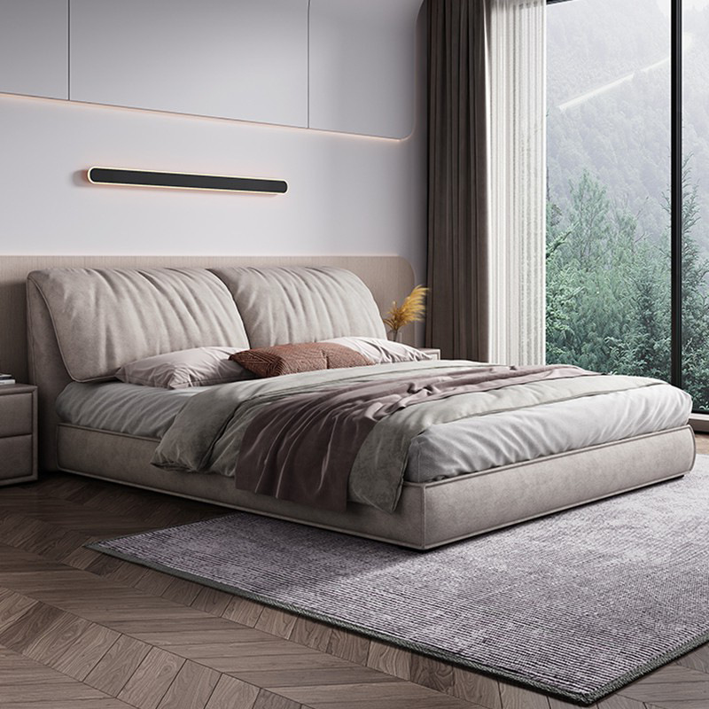 奶油风大象耳朵科技布艺床现代简约布艺主卧轻奢高箱储物双人大床