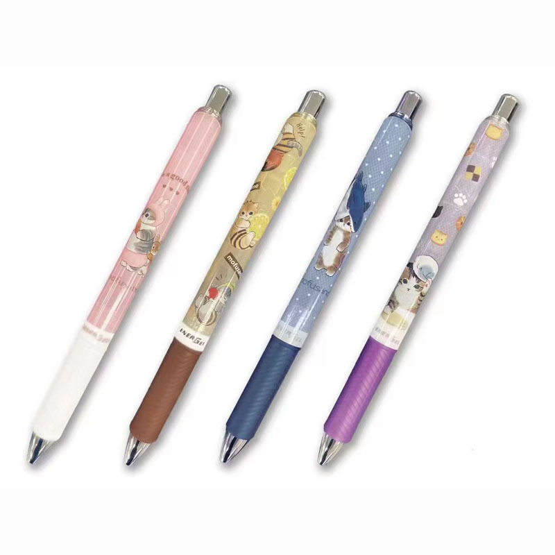 日本pentel派通bln75鲨鱼猫限定按动速干中性笔黑色可爱萌宠0.