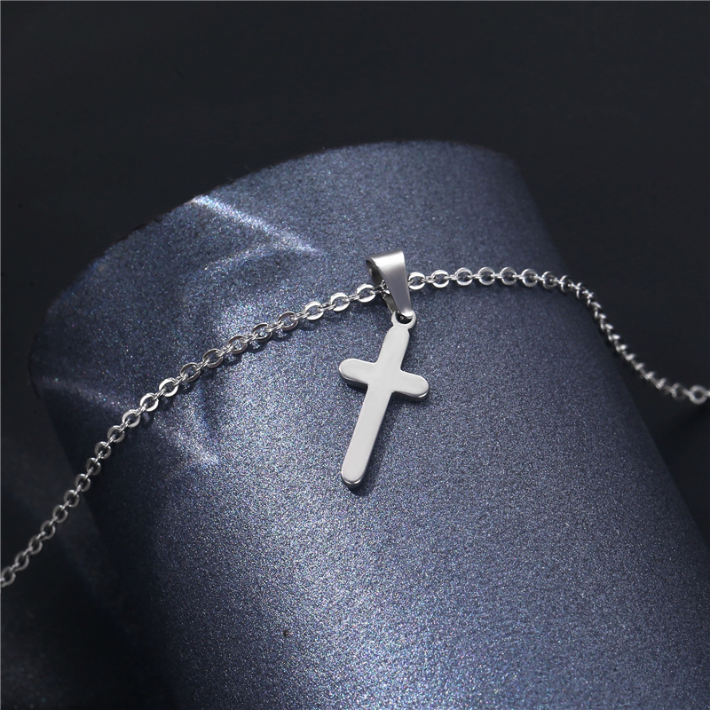 Europe and America Cross Border Religious Ornament Accessories Titanium Steel Cross Pendant Necklace Stainless Steel Pendant New Accessories Wholesale