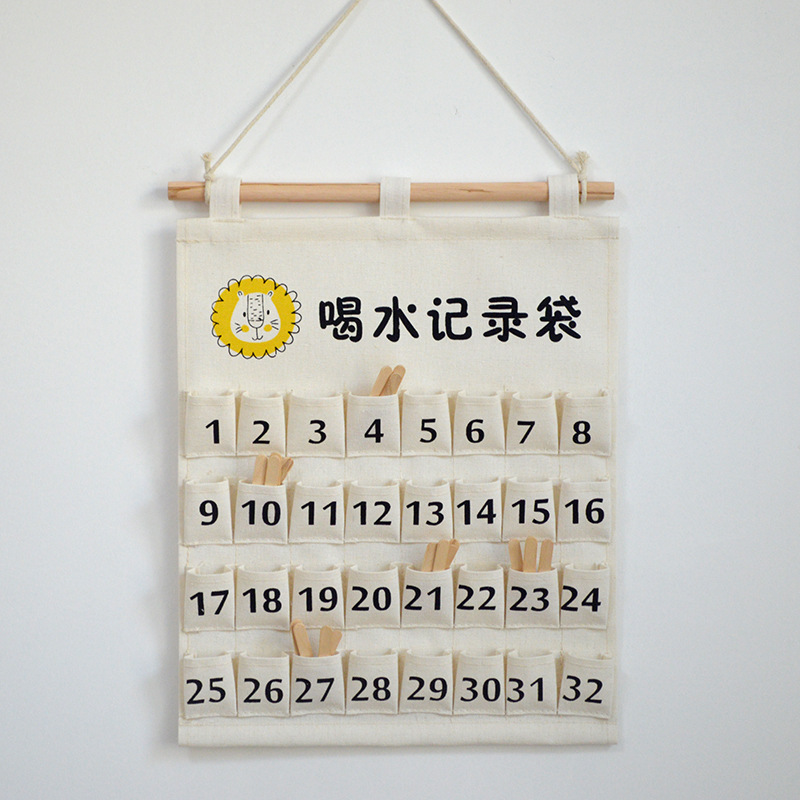 幼儿园喝水记录袋考勤挂袋儿童插卡袋布置制作活动墙贴区角