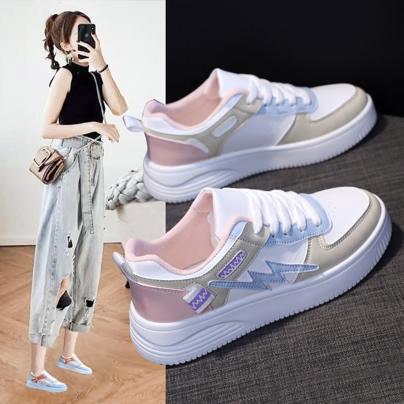 小白鞋女2021年春秋季新款板鞋学生百搭厚底运动鞋ins潮白色鞋子