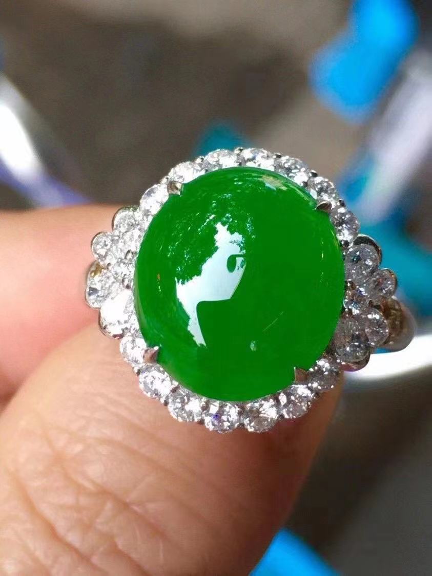 翡翠女款戒指界面缅甸玉石a货直播成品定制首饰