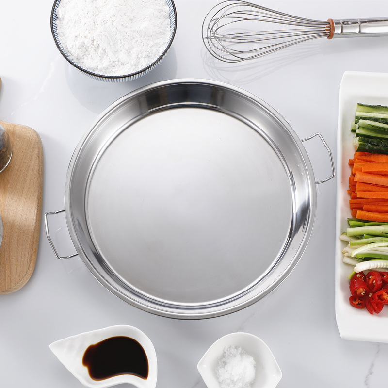 蒸凉皮锣锣304不锈钢做凉皮的盘子家用罗罗肠粉蒸盘制作工具糕盘