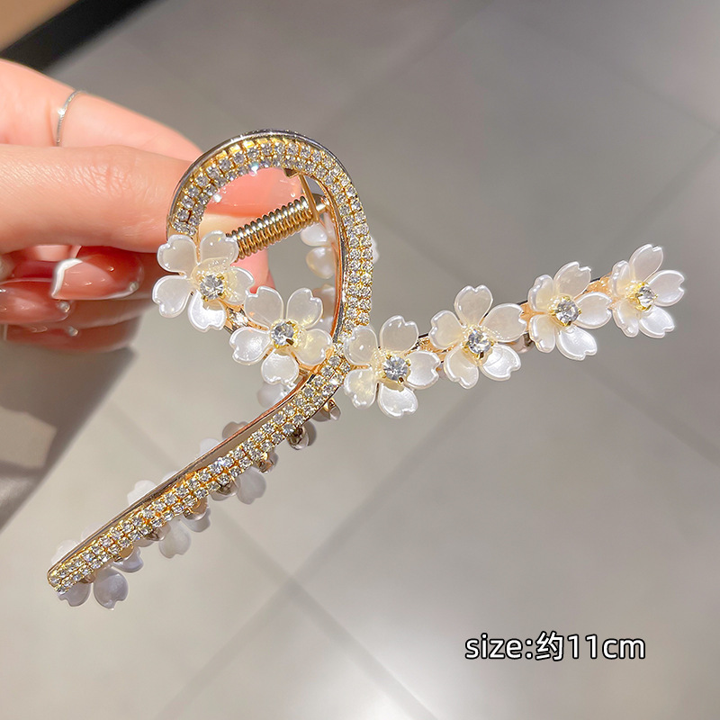 Korean Hair Accessories Instafamous Metal Grip Large Back Head Hair Claw Pearl Barrettes Temperament Shark Clip Hair Clip Headdress