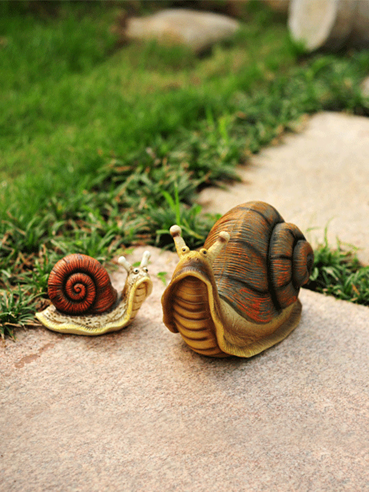 田园装饰品蜗牛摆件花园庭院造景仿真动物儿童小饰品树脂雕塑模型