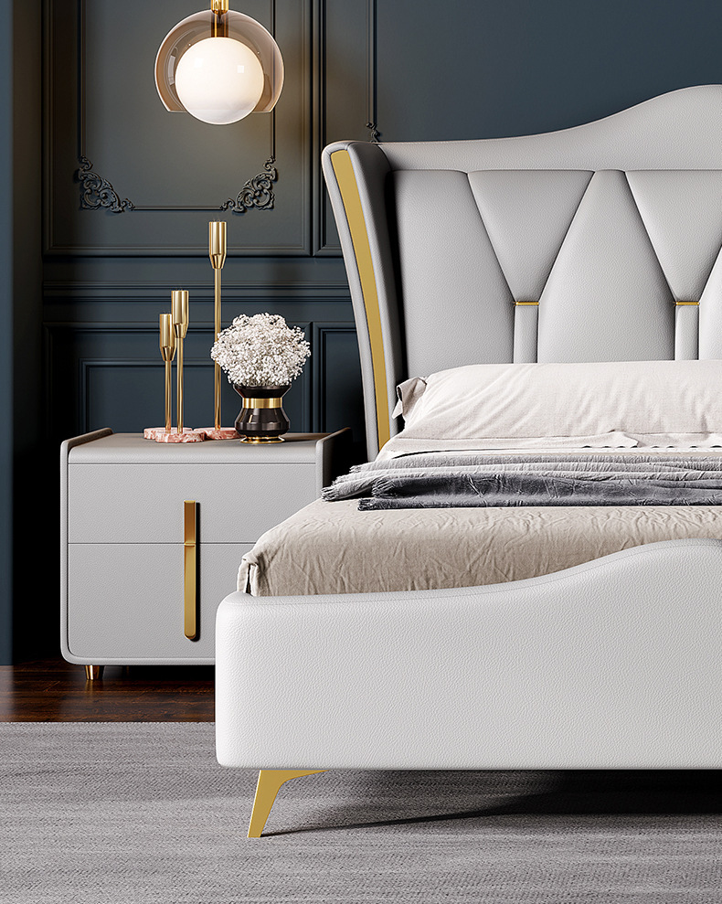 轻奢床主卧豪华大床现代简约风真皮软包床高端大气婚床卧室双人床