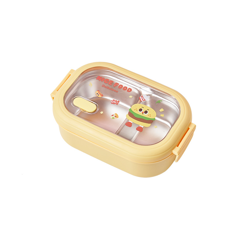 French Fries Hamburger Stainless Steel Lunch Box Insulation Special Compartment Children Cartoon Dinner Plate Office Lunch Box Lunch Box