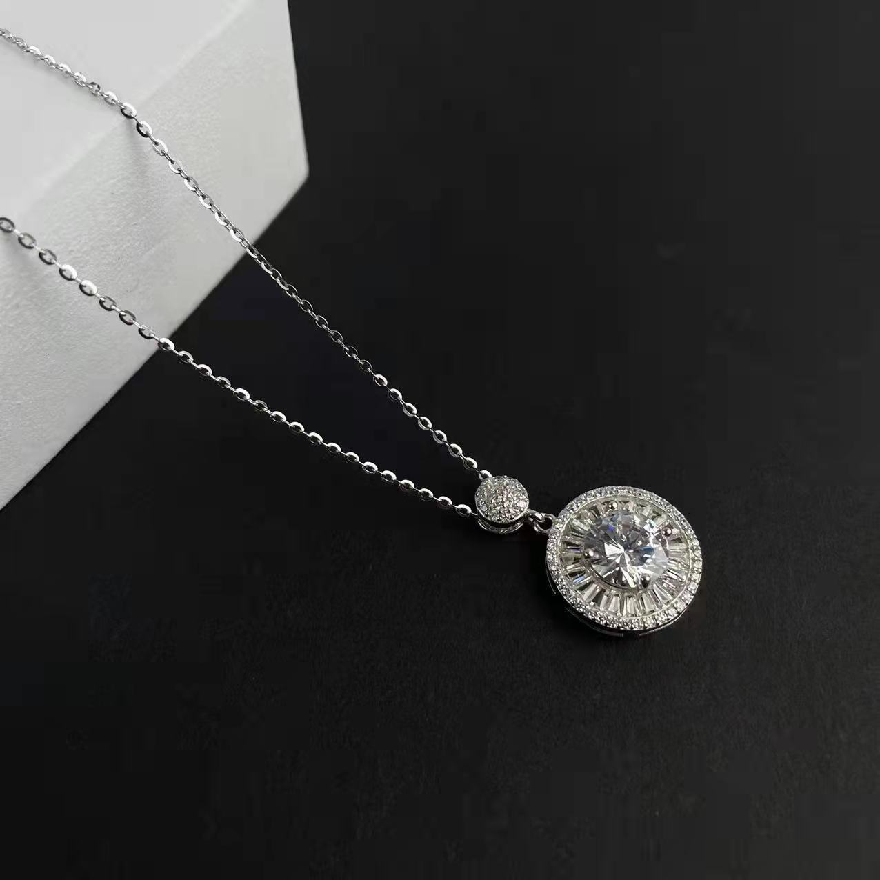 925银 圆形合成立方氧化锆银项链-阿里巴巴