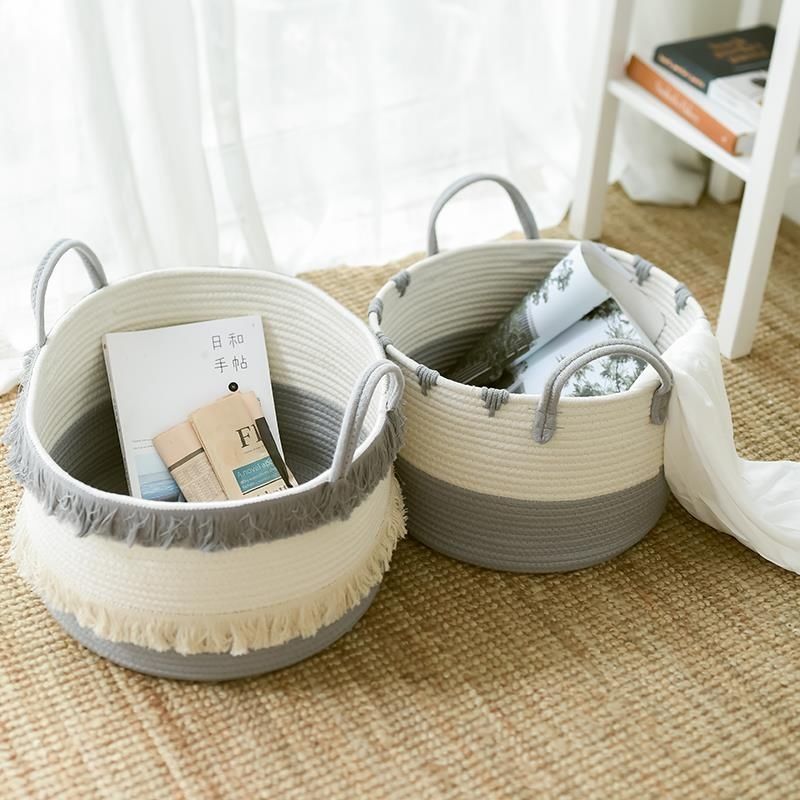 Nordic Ins Cotton Braided Storage Basket Bedroom Changing and Washing Clothing Toys Dirty Clothes Basket