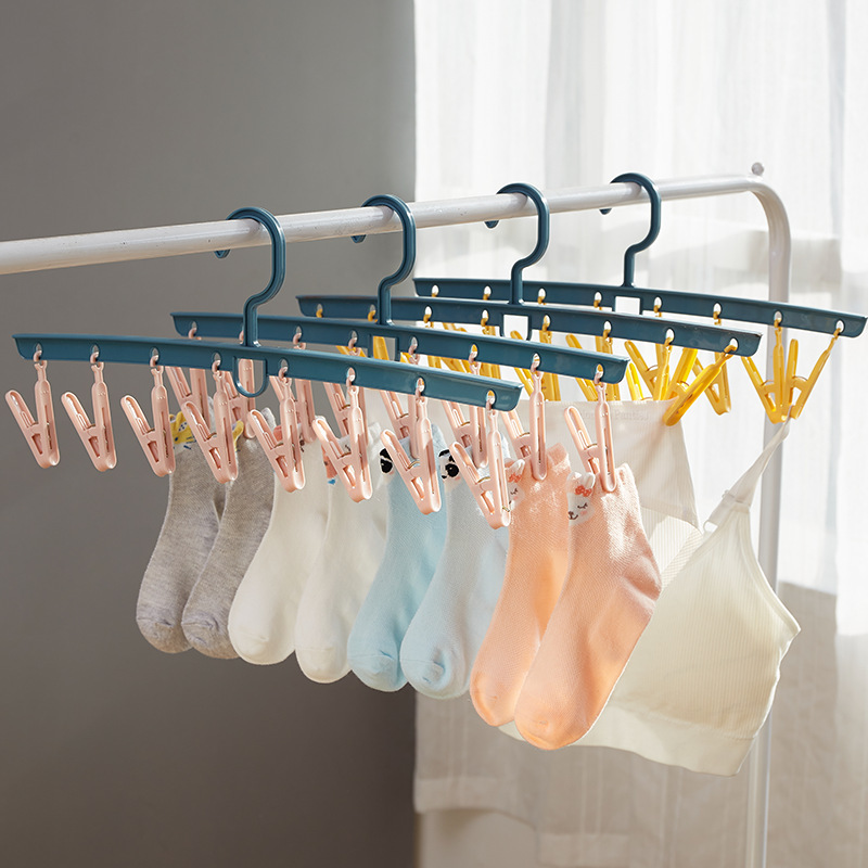 Household Socks Drying Hanger Plastic 8-Clip Underwear Underwear Drying Rack Windproof Socks Clothes Clip Wholesale