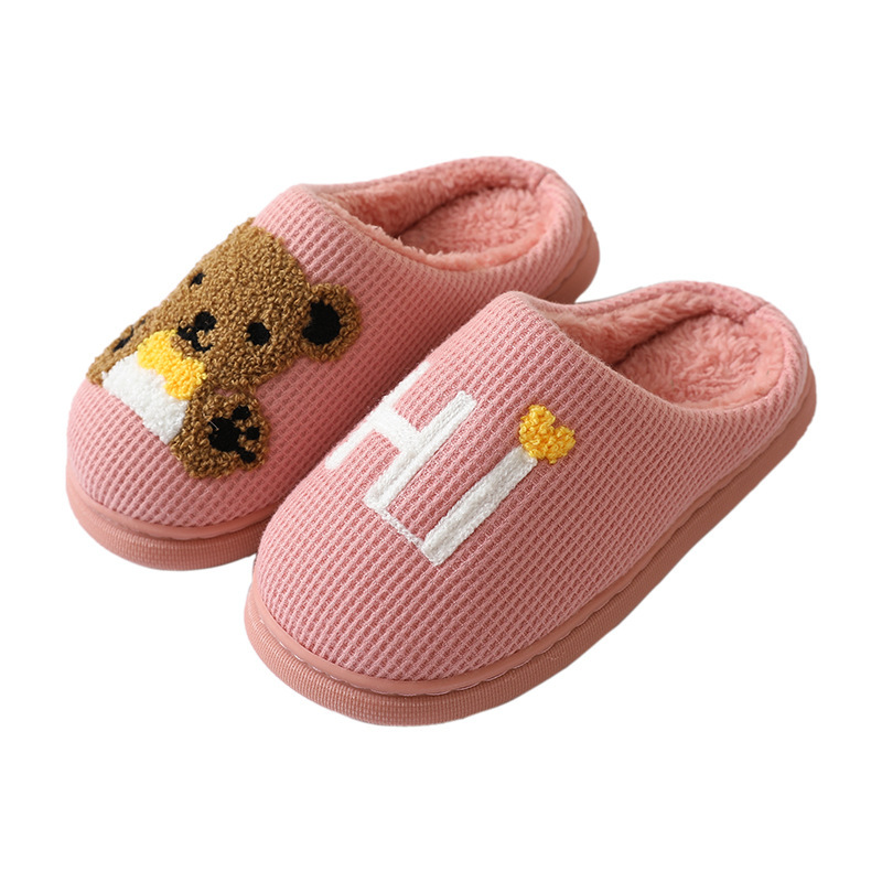 Autumn and Winter Cotton Slippers Children's New Cartoon Cute and Comfortable Thermal Home Wear Non-Slip Home Wear-Resistant Children's Cotton Slippers