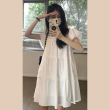 小个子飞飞袖仙女娃娃裙子女夏季2024新款法式白色a字短裙连衣裙