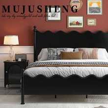 美式复古实木床现代简约卧室1.8米双人1.5黑色法式公主床小户型床
