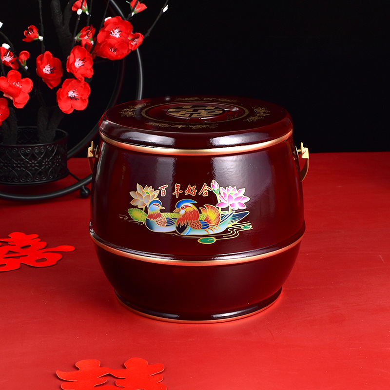 Spot Wedding Children's Bucket Large Red Wooden Children's Bucket Wedding Factory Supplies Cornucopia Decoration Wholesale