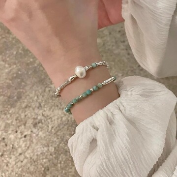 碎银串珠珍珠手链女轻奢小众简约高级感个性百搭气质手饰闺蜜礼物
