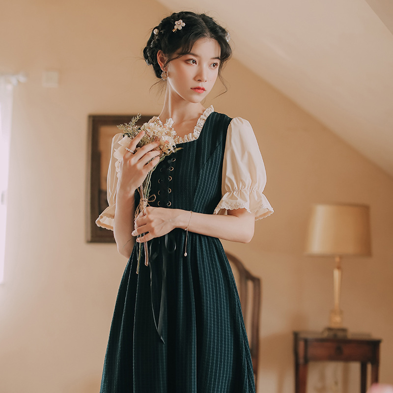 复古宫廷短袖连衣裙图片