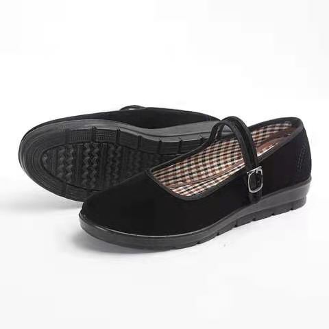 山东鲁泰布鞋平绒女士平跟舞蹈单鞋酒店工作礼仪鞋黑布鞋女鞋