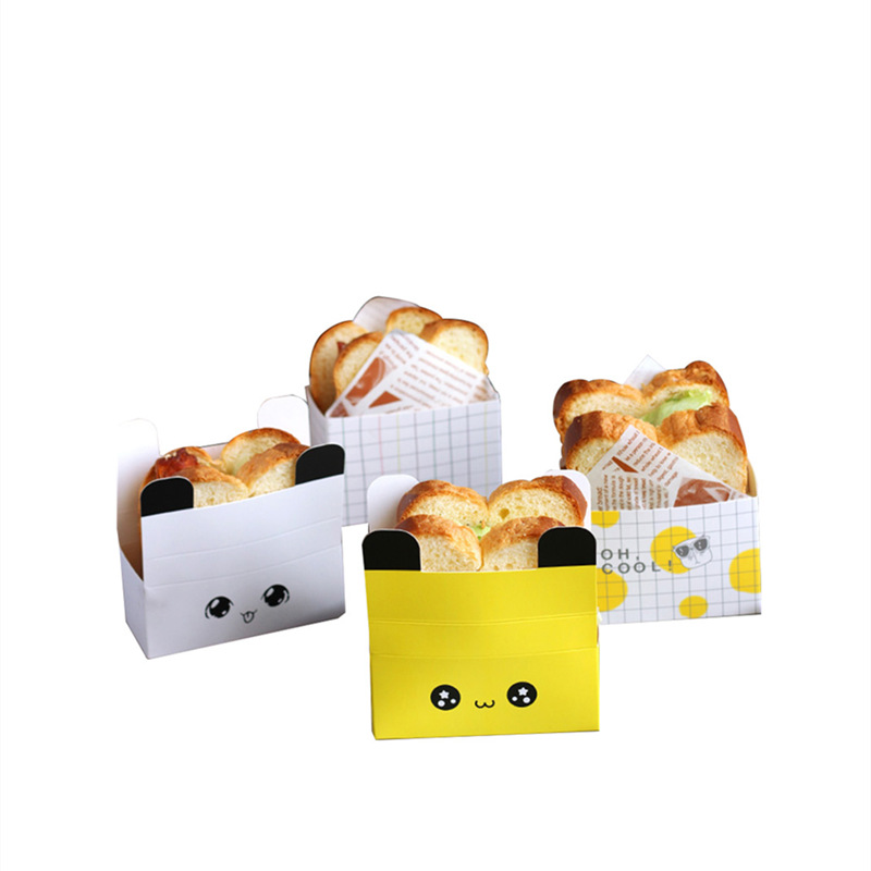 Oq5m Portable Sandwich Hamburger Box Smooth Egg Tamagoyaki Toast Paper Cups Packaging Box Hand Holding Bread Paper