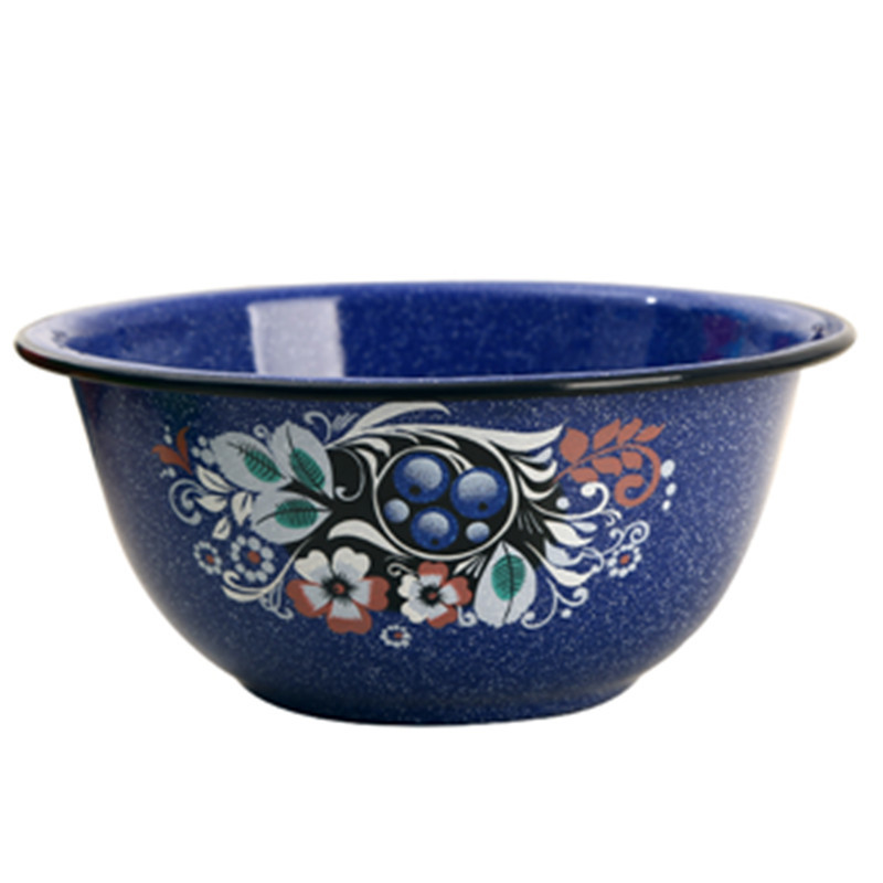 搪瓷 俄罗斯莎蓝风搪瓷盛汤菜面碗新疆民族风加厚餐厅家用