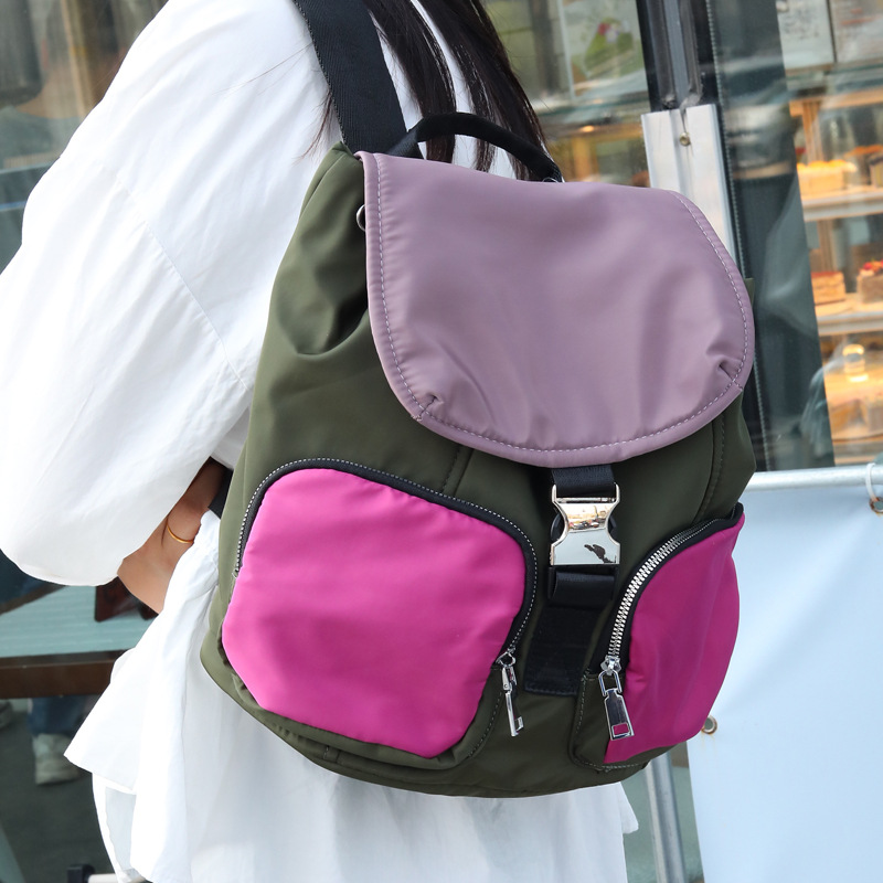 新款时尚跨境热卖女士双肩包ins撞色女生小众背包-阿里巴巴