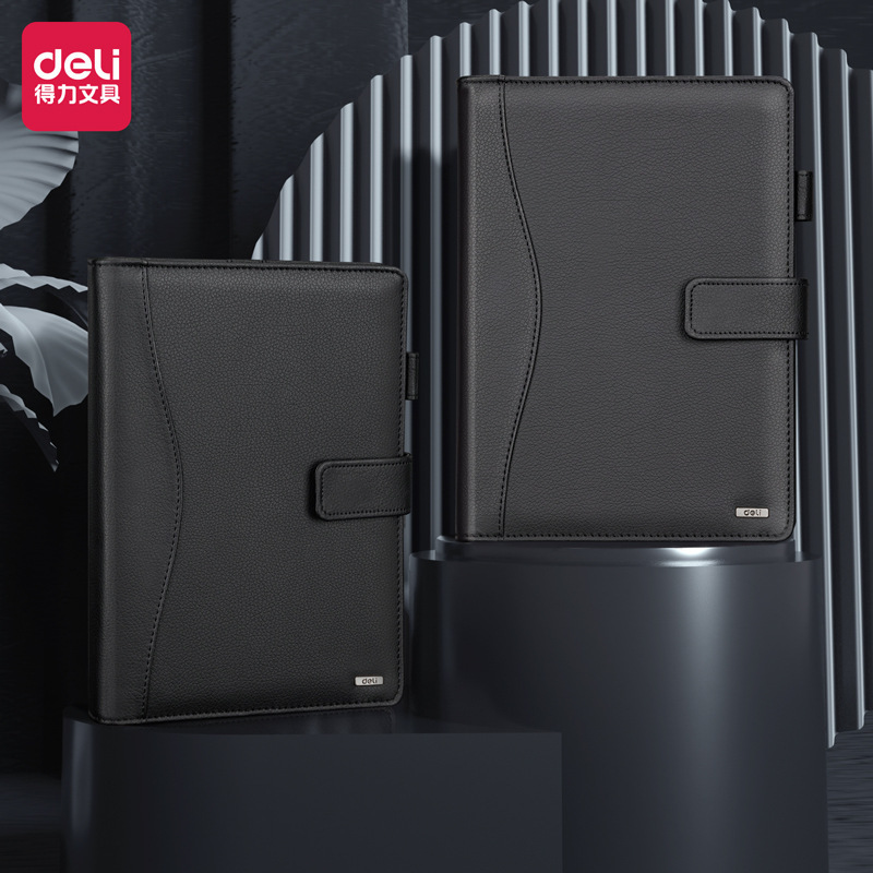 得力3164活页记事本 活页皮面笔记本25k商务记事本办公商务皮面本