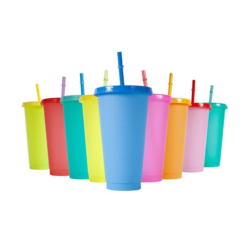 Factory New Temperature-Sensitive Cold Color-Changing 710 Large Capacity Pp Plastic Sippy Cup Wholesale Logo Drink Cup