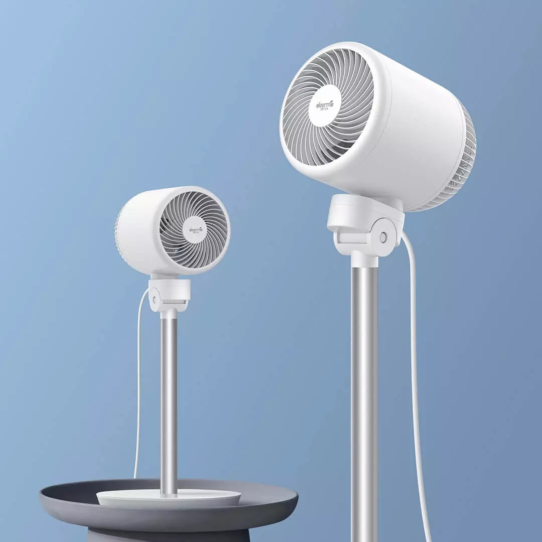 德尔玛空气循环扇dem-fd500家用落地电风扇办公静音立式涡轮摇头
