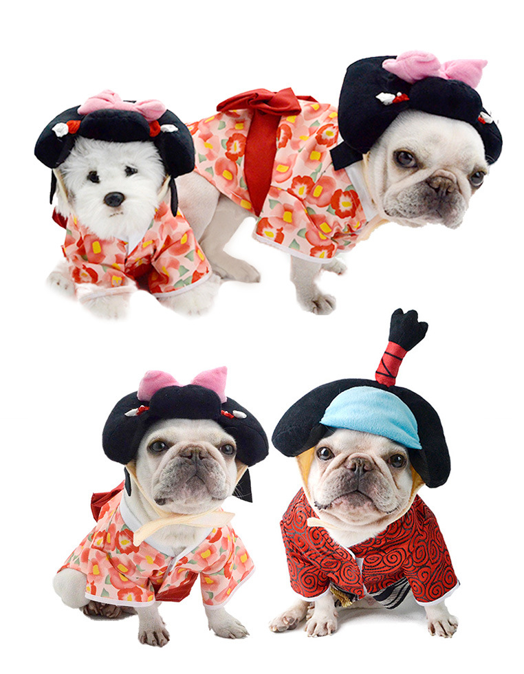 宠物日本和服狗狗武士装狗狗衣服泰迪衣服猫咪衣服创意宠物服装萌