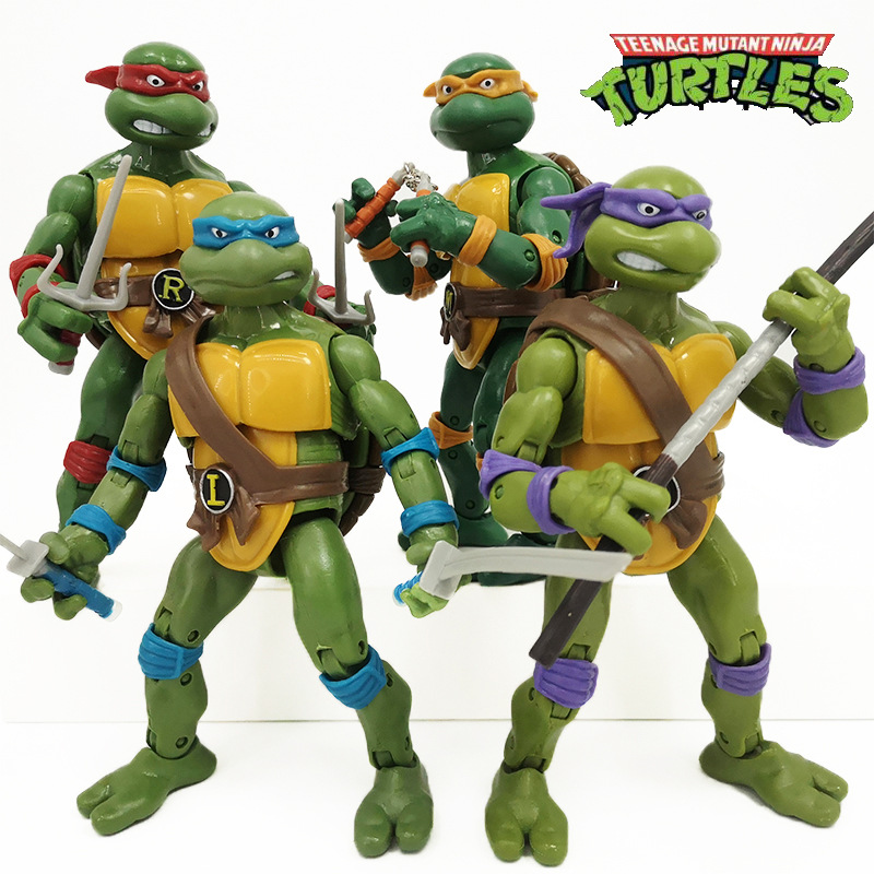 儿童动画版忍者神龟井盖公仔摆件关节可动怀旧经典人偶模型玩具